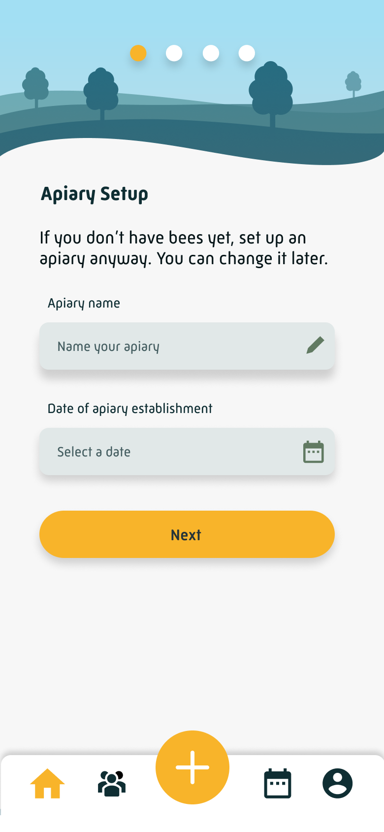 Apiary Setup, name and establishment date