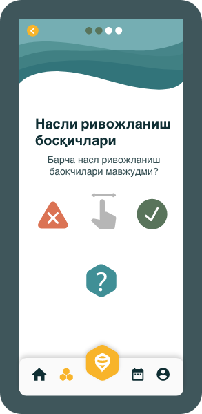 HiveTracks Brood Stages inspection screen translated into Uzbek